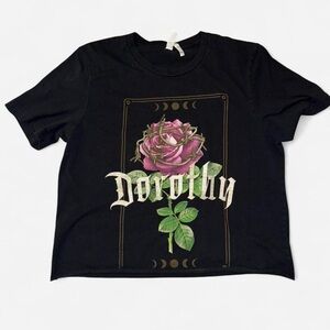 Dorothy Rose Thorn Graphic Tee Bella Canvas Black Women’s Cropped Fit Size L